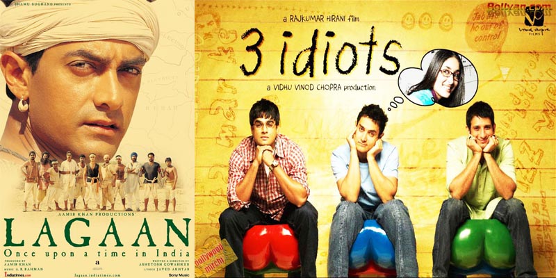 bollywood Aamir Khan Lagaan and 3 Idiots